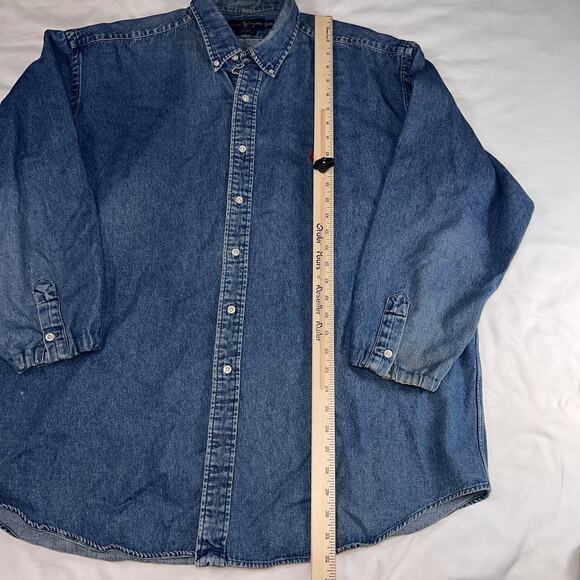 Ralph Lauren Blake Shirt Men’s Size XXL Blue Denim Button VTG *MODIFIED Sleeves - Picture 6 of 16
